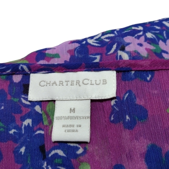 CHARTER Club Pleated Sheer Peasant Blouse - Picture 5 of 6